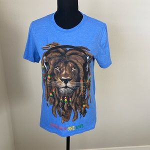 Gildan Softstyle Ring Spun Jamaica One Love Blue Lion T-shirt Size Small